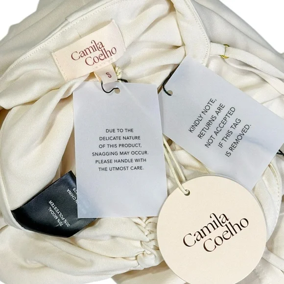 CAMILA COELHO Yasmeen Cut-Out Ring Detail Soft Jersey Midi Dress, Beige, Small - Picture 11 of 12